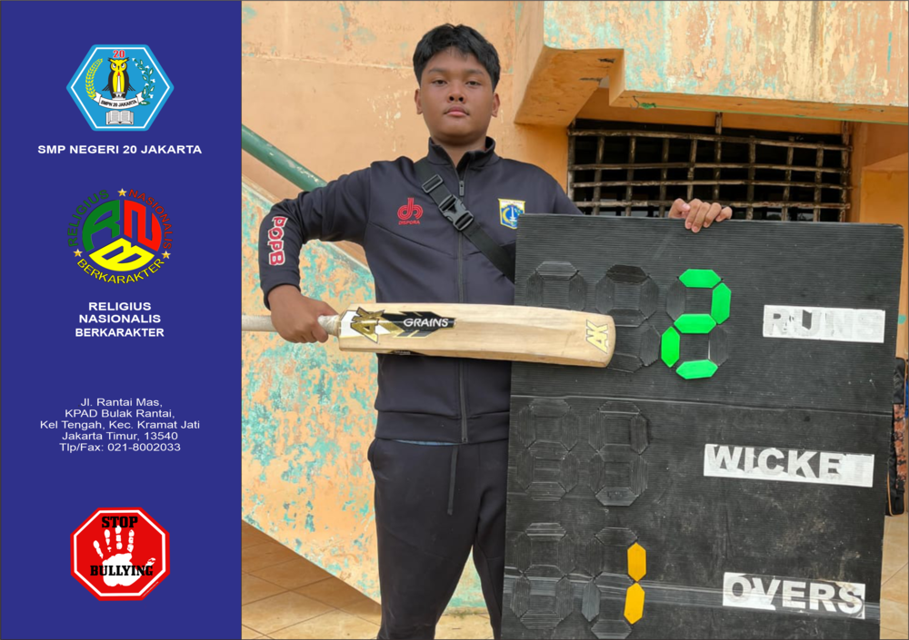 Selamat! Rayhan Riza Siswa SMPN 20 Jakarta Lolos Seleksi Nasional Cabang Olahraga Cricket